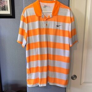 Nike Men's Polo Shirt in Vibrant Orange and Subtle Gray